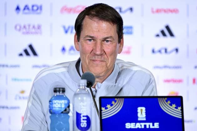 Belgium s head coach Rudi Garcia pictured during a press conference, PK, Pressekonferenz of Belgian national soccer team Red Devils, on Saturday 04 July 2026 in their base camp, home of the Seattle Sounders, Renton, Seattle, USA. The Rode Duivels - Diables Rouges qualified for the knockout stage of the 2026 FIFA World Cup, WM, Weltmeisterschaft, Fussball where they ll meet USA in the round of 16 on July 7th. DIRKxWAEM  x180460896x