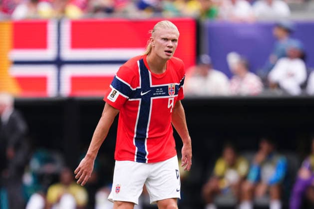 July 5, 2026, East Rutherford, New Jersey, United States: Erling Haaland of Norway looks on during the FIFA World Cup, WM, Weltmeisterschaft, Fussball 2026 Round Of 16 match between Brazil and Norway at New York New Jersey Stadium on July 05, 2026 in East Rutherford, New Jersey. East Rutherford United States - ZUMAa181 20260705_zaa_a181_041 Copyright: xJosexBretonx