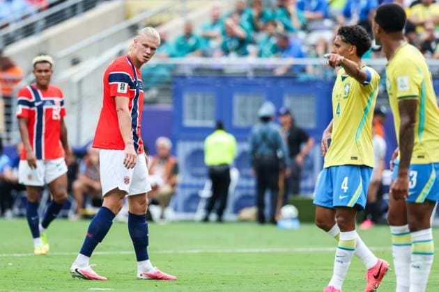 RECORD DATE NOT STATED FIFA World Cup, WM, Weltmeisterschaft, Fussball 2026 - Round of 16 - Brazil v Norway Erling Haaland player of Norway during the Round of 16 match between Brazil and Norway at the FIFA World Cup, at New York New Jersey Stadium, in East Rutherford, United States, on Sunday, July 05, 2026.(Foto: Vanessa Carvalho Brazil Photo Press IMAGO) Sports Copyright: xVanessaxCarvalhox