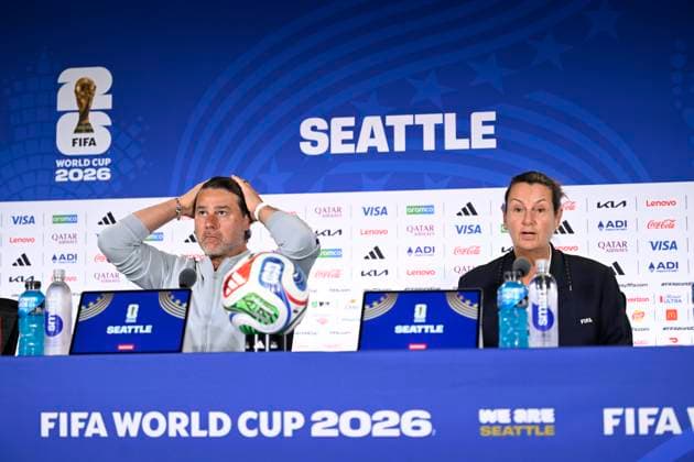 Belgian national football team - FIFA World Cup, WM, Weltmeisterschaft, Fussball 2026 - media activities 05 07 2026 SEATTLE, UNITED STATES OF AMERICA - JULY 05 : Pochettino Mauricio head coach of USA talking to the press during a press conference, PK, Pressekonferenz at the Lumen Field Stadium prior to the USA vs Belgium Round of 16 match during the 2026 FIFA World Cup on July 5, 2026 in Seattle, United States of America, 05 07 2026 Seattle United States of America  Copyright: xNicoxVereeckenx