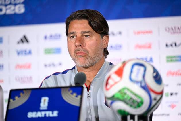 Belgian national football team - FIFA World Cup, WM, Weltmeisterschaft, Fussball 2026 - media activities 05 07 2026 SEATTLE, UNITED STATES OF AMERICA - JULY 05 : Garcia Rudi head coach of Belgium pictured during a press conference, PK, Pressekonferenz at the Lumen Field Stadium prior to the USA vs Belgium Round of 16 match during the 2026 FIFA World Cup on July 5, 2026 in Seattle, United States of America, 05 07 2026 Seattle United States of America  Copyright: xNicoxVereeckenx