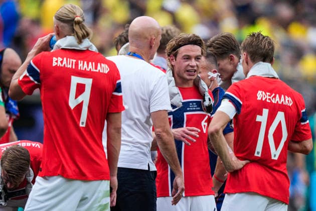Fotball-VM 2026: Brasil - Norge East Rutherford, New Jersey , USA 20260705. Norges Patrick Berg under 8-delsfinalen mellom Brasil og Norge under fotball-VM 2026 pa New Jersey stadion. Foto: Fredrik Varfjell NTB East Rutherford, New Jersey USA EDITORIAL USE ONLY. RESTRICTED USE FOR BETTING COMPANIES Ref:_SPOZ60hQpcOHGw.jpg *** 2026 FIFA World Cup Brazil Norway East Rutherford, New Jersey, USA 20260705 Norway’s Patrick Berg during the Round of 16 match between Brazil and Norway at the 2026 FIFA World Cup at New Jersey Stadium. Photo: Fredrik Varfjell, NTB. East Rutherford, New Jersey, USA. EDITORIAL USE ONLY. RESTRICTED USE FOR BETTING COMPANIES.  Copyright: xFredrikxVarfjellx xNTBx