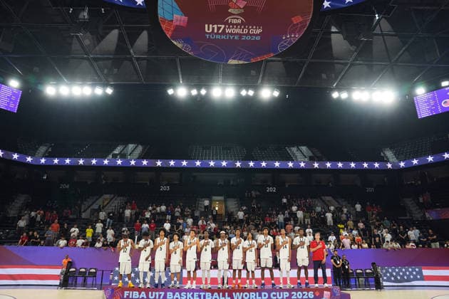 United States v Serbia - FIBA U17, U 17 Basketball World Cup ISTANBUL, TURKIYE - JULY 5: Players of US celebrate victory after beating Serbia during the FIBA Under-17 Basketball World Cup final game between US and Serbia at the Basketball Development Center in Istanbul, Turkiye, on July 5, 2026. Esra Bilgin Anadolu Istanbul Turkey. Editorial use only. Please get in touch for any other usage.  Copyright: x2026xAnadoluxEsraxBilginx