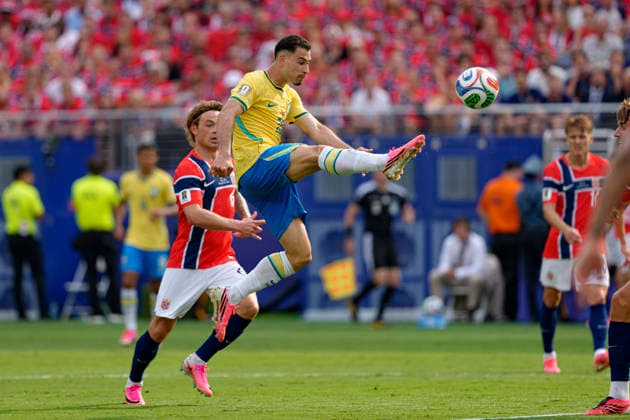 Gabriel Martinelli seen during FIFA World Cup, WM, Weltmeisterschaft, Fussball 2026 Round of 16 game between national teams of Brazil and Norway (Edmung Wong Ball Raw Images) Jersey City USA Copyright: xEdmundxWongx edmundwong_brazil_norway_2526_3-8