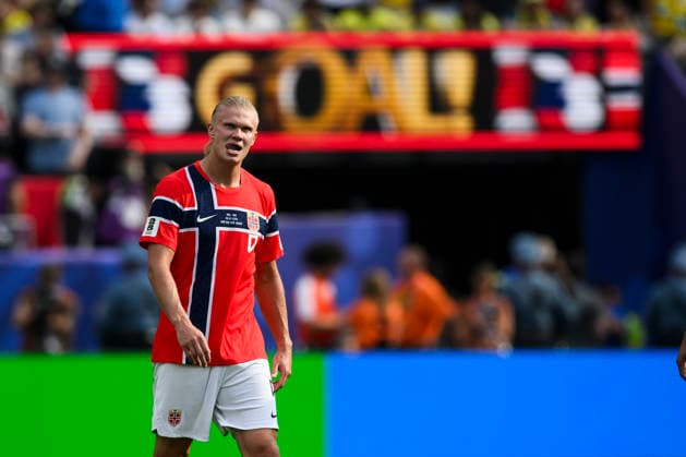 Brazil v Norway - FIFA World Cup, WM, Weltmeisterschaft, Fussball 2026 Erling Haaland of Norway celebrates after scoring a goal during the FIFA World Cup 2026 round of 16 football match between Brazil and Norway. East Rutherford United States Copyright: xNicolòxCampox