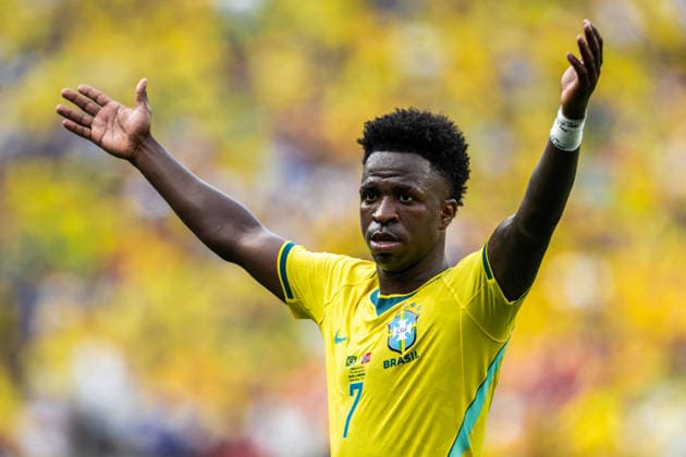 260705 Vinicius Junior of Brazil during the FIFA World Cup, WM, Weltmeisterschaft, Fussball 2026 round of 16 football match between Brazil and Norway on July 5, 2026 in New Jersey. Photo: Vegard Grott BILDBYRAN kod VG VG0982 bbeng fotboll football soccer fotball vm fotbolls-vm fotball-vm fotbolls-vm 2026 fifa world cup 2026 new york 8-delsfinale round of 16 brasilien brazil brasil norge norway dejected depp *** July 5, 2026: Vinicius Junior of Brazil during the FIFA World Cup 2026 Round of 16 soccer match between Brazil and Norway on July 5, 2026 in New Jersey. Photo by Vegard Grott. BILDBYRAN code VG VG0982 bbeng soccer football fotball World Cup soccer World Cup fotball World Cup soccer World Cup 2026 FIFA World Cup 2026 New York Round of 16 Brazil Brazil Norway Norway dejected depp  Copyright: VEGARDxGRoTT BB260705VG061