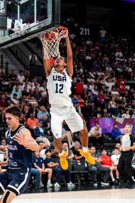 United States v Serbia: Final - FIBA U17, U 17 Basketball World Cup 2026 Beckham Black of the United States dunks the ball during the FIBA U17 Basketball World Cup final match between the United States and Serbia at BDC Main Venue in Istanbul, Turkey, on July 5, 2026. Istanbul Istanbul Turkey  Copyright: xYagizxGurtugx originalFilename:gurtug-usavserb260705_npFpC.jpg