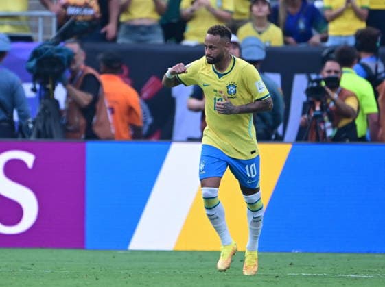 Brazil v Norway - FIFA World Cup, WM, Weltmeisterschaft, Fussball 2026 - Round of 16 NEW JERSEY, UNITED STATES - JULY 05: Neymar of Brazil celebrates after scoring a goal during the FIFA World Cup 2026 Round of 16 match between Brazil and Norway at New Jersey Stadium (MetLife Stadium) in East Rutherford, New Jersey, USA, on July 05, 2026. Abdulhamid Hosbas Anadolu New Jersey United States. Editorial use only. Please get in touch for any other usage.  Copyright: x2026xAnadoluxAbdulhamidxHosbasx