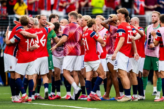 260705 Martin odegaard, Erling Braut Haaland and goalkeeper orjan Nyland of Norway celebrate after the FIFA World Cup, WM, Weltmeisterschaft, Fussball 2026 round of 16 football match between Brazil and Norway on July 5, 2026 in New Jersey. Photo: Jon Olav Nesvold BILDBYRAN COP 217 VG0982 bbeng fotboll football soccer fotball vm fotbolls-vm fotball-vm fotbolls-vm 2026 fifa world cup 2026 new york 8-delsfinale round of 16 brasilien brazil brasil norge norway celebration jubel *** July 5, 2026: Martin Ødegaard, Erling Braut Haaland, and goalkeeper Orjan Nyland of Norway celebrate after the 2026 FIFA World Cup Round of 16 soccer match between Brazil and Norway on July 5, 2026 in New Jersey. Photo by Jon Olav Nesvold. BILDBYRAN COP 217 VG0982 bbeng soccer football fotball World Cup 2026 FIFA World Cup 2026 New York 8 round of 16 Brazil Norway celebration jubilation  Copyright: JONxOLAVxNESVOLD BB260705JE111