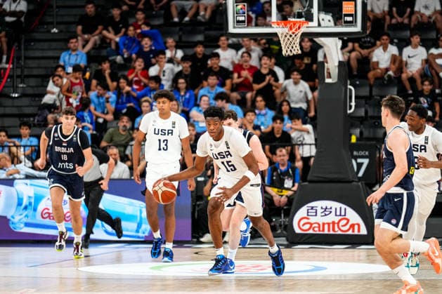 United States v Serbia: Final - FIBA U17, U 17 Basketball World Cup 2026 Erick Dampier Jr of the United States is in action during the FIBA U17 Basketball World Cup final match between the United States and Serbia at BDC Main Venue on July 5, 2026, in Istanbul, Turkey. Istanbul Istanbul Turkey  Copyright: xYagizxGurtugx originalFilename:gurtug-usavserb260705_np757.jpg