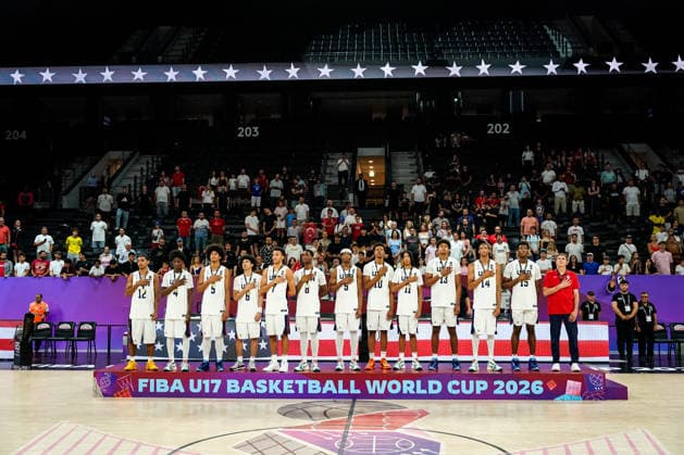 United States v Serbia: Final - FIBA U17, U 17 Basketball World Cup 2026 Gold medalist team United States stands for their national anthem after the FIBA U17 Basketball World Cup final match between the United States and Serbia at BDC Main Venue on July 5, 2026, in Istanbul, Turkey. Istanbul Istanbul Turkey  Copyright: xYagizxGurtugx originalFilename:gurtug-usavserb260705_npo1g.jpg