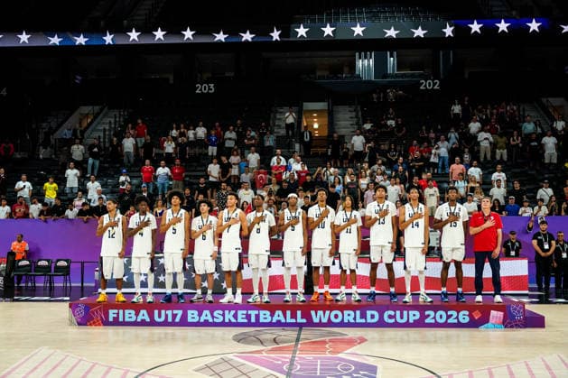 United States v Serbia: Final - FIBA U17, U 17 Basketball World Cup 2026 Gold medalist team United States stands for their national anthem after the FIBA U17 Basketball World Cup final match between the United States and Serbia at BDC Main Venue on July 5, 2026, in Istanbul, Turkey. Istanbul Istanbul Turkey  Copyright: xYagizxGurtugx originalFilename:gurtug-usavserb260705_npsWJ.jpg