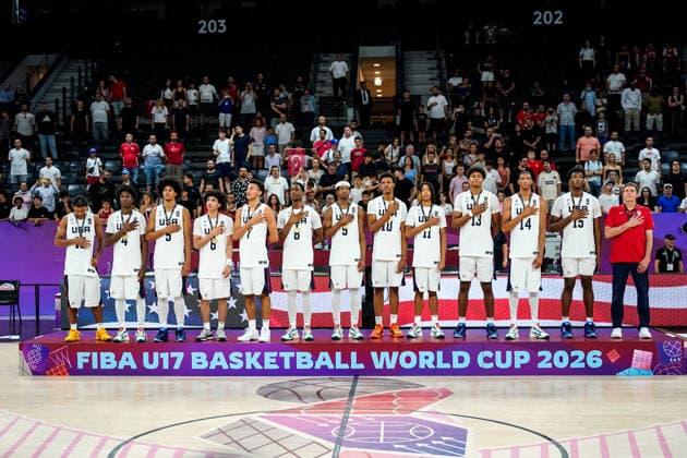 United States v Serbia: Final - FIBA U17, U 17 Basketball World Cup 2026 Gold medalist team United States stands for their national anthem after the FIBA U17 Basketball World Cup final match between the United States and Serbia at BDC Main Venue on July 5, 2026, in Istanbul, Turkey. Istanbul Istanbul Turkey  Copyright: xYagizxGurtugx originalFilename:gurtug-usavserb260705_np6if.jpg