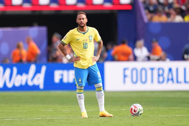 July 5, 2026, East Rutherford, New Jersey, United States: Neymar Jr of Brazil reacts a goal scored by Erling Haaland of Norway during the FIFA World Cup, WM, Weltmeisterschaft, Fussball 2026 Round Of 16 match between Brazil and Norway at New York New Jersey Stadium on July 05, 2026 in East Rutherford, New Jersey. East Rutherford United States - ZUMAa181 20260705_zaa_a181_079 Copyright: xJosexBretonx