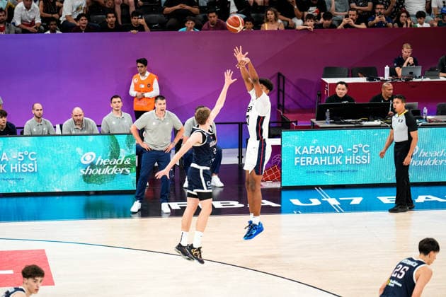 United States v Serbia: Final - FIBA U17, U 17 Basketball World Cup 2026 Joaquim Boumtje Boumtje of the United States competes during the FIBA U17 Basketball World Cup final match between the United States and Serbia at BDC Main Venue in Istanbul, Turkey, on July 5, 2026. Istanbul Istanbul Turkey  Copyright: xYagizxGurtugx originalFilename:gurtug-usavserb260705_npZ9n.jpg