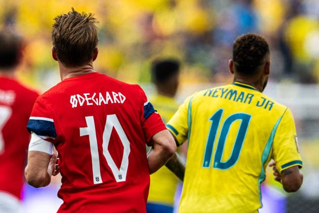 Sport Themen der Woche KW27 260705 Martin odegaard of Norway and Neymar Jr of Brazil during the FIFA World Cup, WM, Weltmeisterschaft, Fussball 2026 round of 16 football match between Brazil and Norway on July 5, 2026 in New Jersey. Photo: Vegard Grott BILDBYRAN kod VG VG0982 bbeng fotboll football soccer fotball vm fotbolls-vm fotball-vm fotbolls-vm 2026 fifa world cup 2026 new york 8-delsfinale round of 16 brasilien brazil brasil norge norway *** July 5, 2026: Martin Ødegaard of Norway and Neymar Jr. of Brazil during the FIFA World Cup 2026 Round of 16 soccer match between Brazil and Norway on July 5, 2026 in New Jersey. Photo by Vegard Grott, BILDBYRAN. Code: VG VG0982 bbeng soccer football fotball World Cup soccer World Cup fotball World Cup soccer World Cup 2026 FIFA World Cup 2026 New York Round of 16 Brazil Brazil Norway  Copyright: VEGARDxGRoTT BB260705VG064
