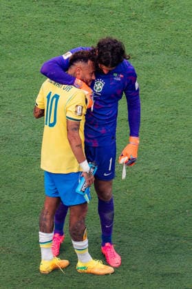 FIFA Fussball Weltmeisterschaft 2026, Achtelfinale, Brasilien vs. Norwegen, 05.07.2026, New Jersey Stadion Neymar Junior Jr in Tränen am Beten in Trauer Enttäuschung Alisson Endrick *** 2026 FIFA World Cup, Round of 16, Brazil vs. Norway, July 5, 2026, New Jersey Stadium: Neymar Jr. in tears, praying, mourning, disappointment, Alisson, Endrick Copyright: xBahhoxKarax