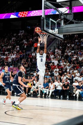 United States v Serbia: Final - FIBA U17, U 17 Basketball World Cup 2026 Jordan Page of the United States dunks the ball during the FIBA U17 Basketball World Cup final match between the United States and Serbia at BDC Main Venue on July 5, 2026, in Istanbul, Turkey. Istanbul Istanbul Turkey  Copyright: xYagizxGurtugx originalFilename:gurtug-usavserb260705_npIMC.jpg