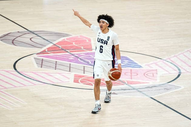 United States v Serbia: Final - FIBA U17, U 17 Basketball World Cup 2026 Cayden Daughtry of the United States is in action during the FIBA U17 Basketball World Cup final match between the United States and Serbia at BDC Main Venue in Istanbul, Turkey, on July 5, 2026. Istanbul Istanbul Turkey  Copyright: xYagizxGurtugx originalFilename:gurtug-usavserb260705_npsvn.jpg