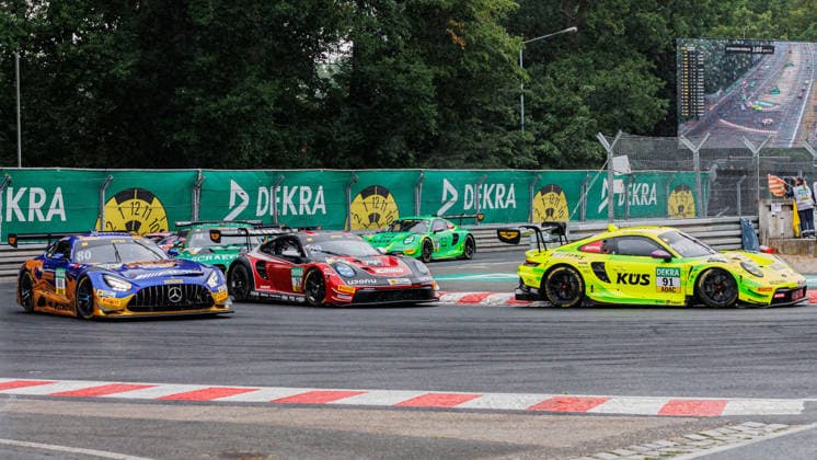 von rechts: Thomas Preining (AUT, Porsche, Manthey), Bastian Buus (DEN, Porsche, Land-Motorsport), Maro Engel (GER, Mercedes, Mercedes-AMG Team Mann-Filter), 05.07.2026, Nürnberg (Deutschland), Motorsport, DTM, Norisring Nürnberg 2026 *** From right: Thomas Preining (AUT), Porsche, Manthey; Bastian Buus (DEN), Porsche, Land Motorsport; Maro Engel (GER), Mercedes, Mercedes AMG Team Mann Filter; July 5, 2026, Nuremberg, Germany; Motorsports, DTM, Norisring Nuremberg 2026 xprx