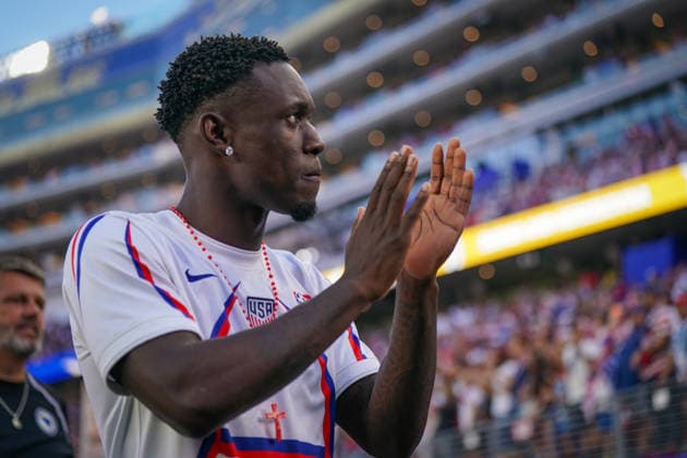 USA: Fußball FIFA World Cup, WM, Weltmeisterschaft, Fussball 2026, Sechzehntelfinale - USA vs Bosnien - Herzegowina im Levi™s Stadium (Santa Clara, San Francisco Bay Area, Kalifornien): Folarin Balogun (USA, 20) *** USA Soccer 2026 FIFA World Cup, Round of 32: USA vs. Bosnia and Herzegovina at Levi’s Stadium in Santa Clara, San Francisco Bay Area, California; Folarin Balogun (USA), 20 Copyright: xJOERANxSTEINSIEKx