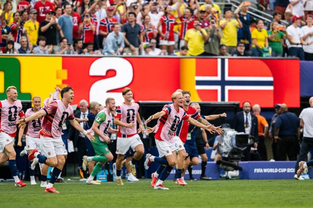 260705 Players of Norway celebrate after the FIFA World Cup, WM, Weltmeisterschaft, Fussball 2026 round of 16 football match between Brazil and Norway on July 5, 2026 in New Jersey. Photo: Jon Olav Nesvold BILDBYRAN COP 217 VG0982 bbeng fotboll football soccer fotball vm fotbolls-vm fotball-vm fotbolls-vm 2026 fifa world cup 2026 new york 8-delsfinale round of 16 brasilien brazil brasil norge norway celebration jubel *** July 5, 2026: Norwegian players celebrate after the FIFA World Cup 2026 Round of 16 soccer match between Brazil and Norway on July 5, 2026 in New Jersey. Photo by Jon Olav Nesvold. BILDBYRAN COP 217 VG0982 bbeng soccer football fotball World Cup 2026 FIFA World Cup 2026 New York 8 round of 16 Brazil Norway celebration jubilation  Copyright: JONxOLAVxNESVOLD BB260705JE144