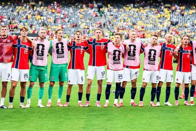 RECORD DATE NOT STATED FIFA World Cup, WM, Weltmeisterschaft, Fussball 2026 - Round of 16 - Brazil v Norway Norway s players celebrate qualifying for the quarterfinals after defeating Brazil 2-1 to the Round of 16 match at the FIFA World Cup, at New York New Jersey Stadium, in East Rutherford, United States, on Sunday, July 05, 2026.(Foto: William Volcov Brazil Photo Press IMAGO) Sports East Rutherford NJ United States Copyright: xWILLIAMxVOLCOVx