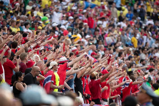 Norway fans celebrated their qualification for the round during the FIFA World Cup, WM, Weltmeisterschaft, Fussball 2026 :Round of 16 Brazil v. Norway 5 July 2026 NEW YORK NEW JERSEY New Jersey Stadium USA By IMAGO Didier Lefa Studio Desire Ameka NEW YORK NEW JERSEY Stadium United State of America