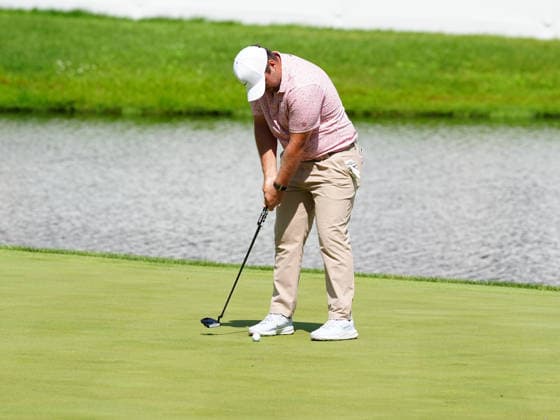SILVIS, IL - JULY 05: PGA, Golf Herren golfer Chris Gotterup putts on the 18th hole during the final round of the John Deere Classic on July 5, 2026, at TPC Deere Run in Silvis, Illinois. (Photo by Brian Spurlock Icon Sportswire) GOLF: JUL 05 PGA John Deere Classic EDITORIAL USE ONLY Icon26070538