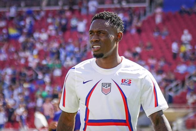 USA: Fußball FIFA World Cup, WM, Weltmeisterschaft, Fussball 2026, Sechzehntelfinale - USA vs Bosnien - Herzegowina im Levi™s Stadium (Santa Clara, San Francisco Bay Area, Kalifornien): Folarin Balogun (USA, 20) Portraitfoto, Portrait, Einzelaufnahme, Porträt *** 2026 FIFA World Cup USA, Round of 32: USA vs. Bosnia and Herzegovina at Levi’s Stadium in Santa Clara, San Francisco Bay Area, California. Folarin Balogun (USA), 20 portrait photos, portrait, individual shot, portrait Copyright: xJOERANxSTEINSIEKx