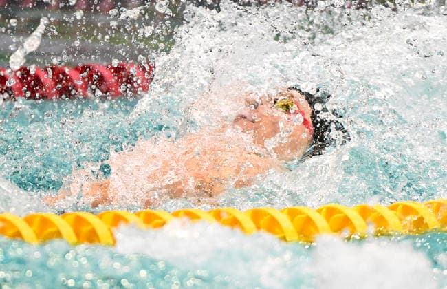 July 5, 2026, Montreal, Pq, Canada: Blake Tierney swims during the men s 100m backstroke final at the Canadian Swimming Trials in Montreal, on Sunday, July 5, 2026. Canada News - July 5, 2026  - ZUMAc35_ 20260705_zaf_c35_048 Copyright: xGrahamxHughesx
