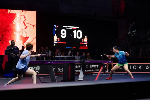 LOS ANGELES, CALIFORNIA - JULY 05: Kuai Man of China competes in the Women s Singles Semifinal match against Miwa Harimoto of Japan on day 10 of United States Smash 2026 at Ontario Convention Center on July 5, 2026 in Los Angeles, California.  Copyright: xVCGx 111652538234