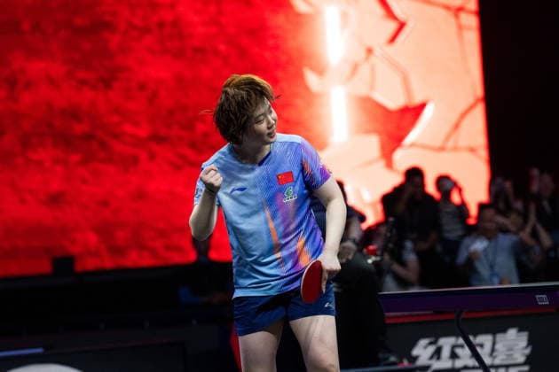 LOS ANGELES, CALIFORNIA - JULY 05: Kuai Man of China reacts in the Women s Singles Semifinal match against Miwa Harimoto of Japan on day 10 of United States Smash 2026 at Ontario Convention Center on July 5, 2026 in Los Angeles, California.  Copyright: xVCGx 111652538237