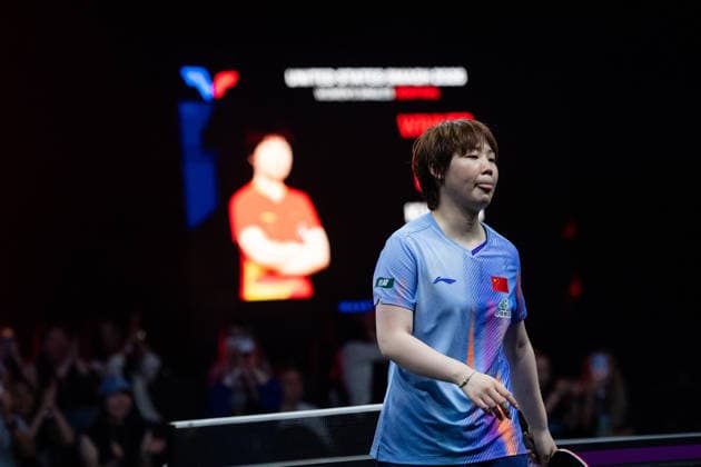 LOS ANGELES, CALIFORNIA - JULY 05: Kuai Man of China reacts in the Women s Singles Semifinal match against Miwa Harimoto of Japan on day 10 of United States Smash 2026 at Ontario Convention Center on July 5, 2026 in Los Angeles, California.  Copyright: xVCGx 111652538238