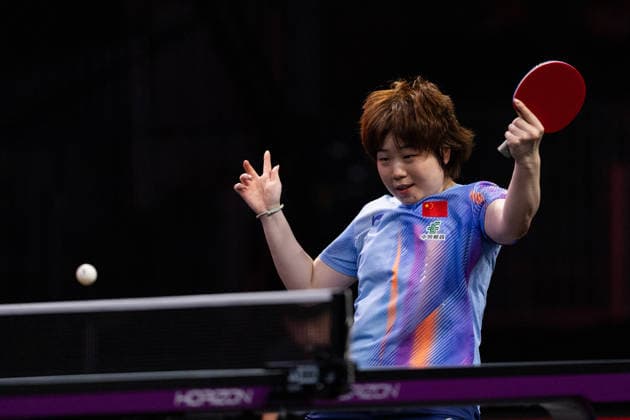 LOS ANGELES, CALIFORNIA - JULY 05: Kuai Man of China competes in the Women s Singles Semifinal match against Miwa Harimoto of Japan on day 10 of United States Smash 2026 at Ontario Convention Center on July 5, 2026 in Los Angeles, California.  Copyright: xVCGx 111652538240