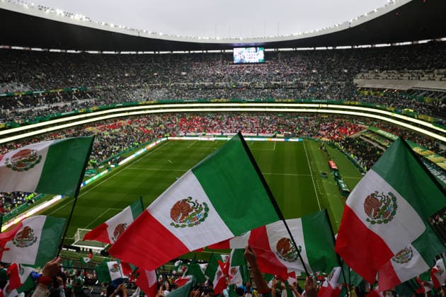 Mexican flags during the FIFA World Cup, WM, Weltmeisterschaft, Fussball 2026 last 16 match between Mexico and England at the Estadio Azteca, Mexico City, Mexico on 5 July 2026. Copyright: xPeterxDovganx 45230013