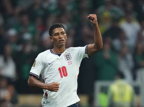 (260706) -- MEXICO CITY, July 6, 2026 -- Jude Bellingham of England celebrates scoring during the round of 16 match between Mexico and England at the 2026 FIFA World Cup, WM, Weltmeisterschaft, Fussball at the Mexico City Stadium, Mexico, July 5, 2026. (Photo by Xinhua) (SP)MEXICO-MEXICO CITY-FOOTBALL-FIFA WORLD CUP-ROUND OF 16-MEX VS ENG MartinxZabala 