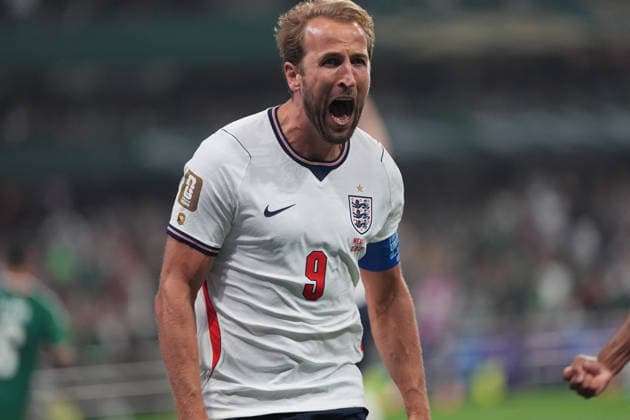 Mexico v England Round of 16 FIFA World Cup, WM, Weltmeisterschaft, Fussball 2026 Harry Kane 9 of England national team, Nationalteam celebrates after scoring the penalty during the FIFA World Cup 2026 round of 16 match between Mexico and England at Mexico City stadium. on July 5, 2026 in Mexico City, Mexico. (Photo by Ian Robles Eyepix Group) Copyright: xIanxRobles xEyepixxGroupx EL_05072026_191211JPEG