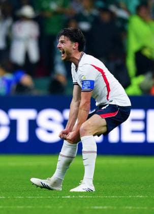Declan Rice of England celebrates at full time Mexico v England, 2026 FIFA World Cup, WM, Weltmeisterschaft, Fussball Round of 16, Football, Azteca Stadium, Mexico City, Mexico - 05 Jul 2026Mexico City Azteca Stadium Mexico  Copyright: xJavierxGarcia Shutterstockx 16975483eb