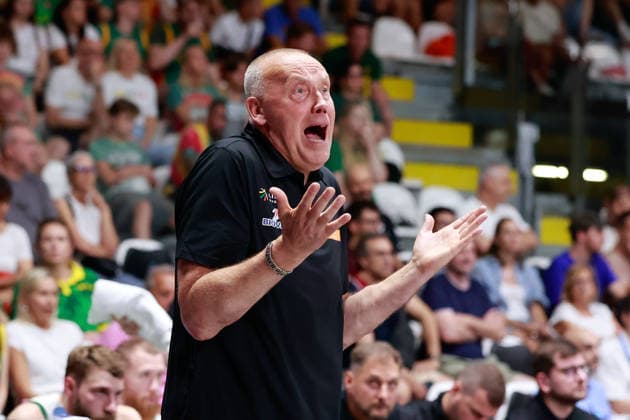 IPA86424179 - Coach Rimas Kurtinaitis, FIBA Basketball World Cup 2027 European Qualifiers: Italy vs. Lithuania, Bologna, July 5, 2026, during the FIBA World Cup 2027 European Qualifiers - Italy vs. Lithuania, FIBA World Cup in Bologna, Italy, July 5, 2026  Copyright: xValentinoxOrsini IPAxSportx xx 86424179