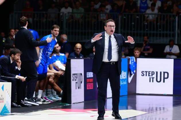 IPA86424202 - Coach Marco Ramondino, FIBA Basketball World Cup 2027 European Qualifiers: Italy vs. Lithuania, Bologna, July 5, 2026, during the FIBA World Cup 2027 European Qualifiers—Italy vs. Lithuania, FIBA World Cup in Bologna, Italy, July 5, 2026  Copyright: xValentinoxOrsini IPAxSportx xx 86424202