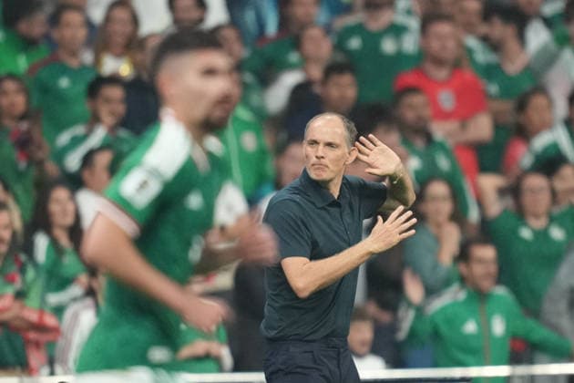 Thomas Tuchel (England) during Mexico and England, Round of 16 FIFA World Cup, WM, Weltmeisterschaft, Fussball 2026, Azteca Stadium, Mexico, Mexico on July 5, 2026. Thor Wegner DeFodi Images. (Photo by DeFodi Images) - *** Thomas Tuchel in England during the Mexico vs. England Round of 16 match at the 2026 FIFA World Cup, Azteca Stadium, Mexico City, Mexico, on July 5, 2026. Photo by Thor Wegner, DeFodi Images