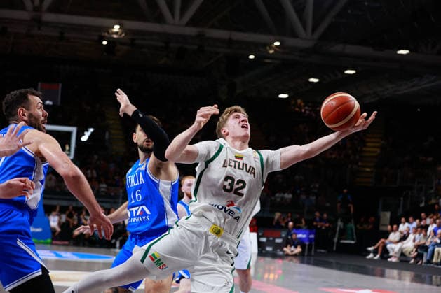 BASKETBALL - FIBA World Cup - 2027 FIBA World Cup - European Qualifiers - Italy vs. Lithuania Photo by IPA ABACAPRESS.COM86424145 - 32 Kasparas Jakucionis (2006, 198, Point Guard, Miami Heat – NBA, Basketball Herren, USA FIBA Basketball World Cup 2027 European Qualifiers: Italy vs. Lithuania, Bologna, July 5, 2026, during the FIBA World Cup 2027 European Qualifiers - Italy vs. Lithuania, FIBA World Cup in Bologna, Italy, July 5, 2026 Bologna Italy  Copyright: xIPAxSport ABACAx