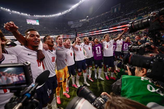 FIFA World Cup, WM, Weltmeisterschaft, Fussball 2026 - Round of 16 - Mexico vs. England Players of England celebrate after the FIFA World Cup 2026 Round of 16 soccer match between Mexico and England, in Mexico City, Mexico, 05 July 2026. MEXICO CITY Mexico  Copyright: xJOSExMENDEZx