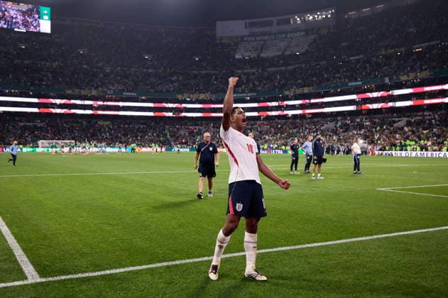 FIFA World Cup, WM, Weltmeisterschaft, Fussball 2026 - Round of 16 - Mexico vs. England Jude Bellingham of England celebrates after the FIFA World Cup 2026 Round of 16 soccer match between Mexico and England, in Mexico City, Mexico, 05 July 2026. MEXICO CITY Mexico  Copyright: xJOSExMENDEZx