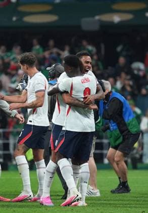 Mexico v England - FIFA World Cup, WM, Weltmeisterschaft, Fussball 2026 - Round of 16 MEXICO CITY, MEXICO - JULY 05: Players of England celebrate the victory after the FIFA World Cup 2026 Round of 16 match between Mexico and England at Mexico Stadium (Estadio Azteca) in Mexico City, Mexico on July 05, 2026. Juancho Torres Anadolu Mexico City Mexico. Editorial use only. Please get in touch for any other usage.  Copyright: x2026xAnadoluxJuanchoxTorresx