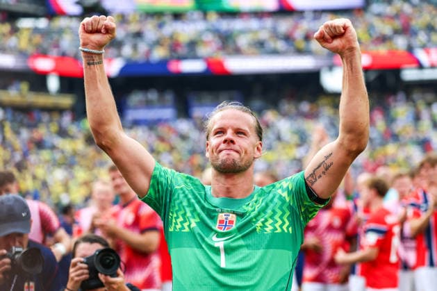 July 5, 2026, East Rutherford, Nj, United States: Orjan Nyland Goalkeeper of Norway celebrates qualifying for the quarterfinals after defeating Brazil 2-1 to the Round of 16 match at the FIFA World Cup, WM, Weltmeisterschaft, Fussball at New York New Jersey Stadium, in East Rutherford, United States, on Sunday, July 05, 2026. East Rutherford United States - ZUMAv122 20260705_aap_v122_085 Copyright: xWilliamxVolcovx