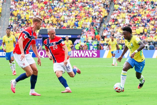 July 5, 2026, East Rutherford, Nj, United States: Vinicius Jr. player of Brazil during the Round of 16 match between Brazil and Norway at the FIFA World Cup, WM, Weltmeisterschaft, Fussball at New York New Jersey Stadium, in East Rutherford, United States, on Sunday, July 05, 2026. FIFA World Cup 2026 - Round Of 16 - Brazil V Norway  - ZUMAv122 20260705_aap_v122_211 Copyright: xWilliamxVolcovx