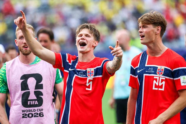 July 5, 2026, East Rutherford, Nj, United States: David Moller Wolfe and Henrik Falchener players of Norway celebrates qualifying for the quarterfinals after defeating Brazil 2-1 to the Round of 16 match at the FIFA World Cup, WM, Weltmeisterschaft, Fussball at New York New Jersey Stadium, in East Rutherford, United States, on Sunday, July 05, 2026. FIFA World Cup 2026 - Round Of 16 - Brazil V Norway  - ZUMAv122 20260705_aap_v122_244 Copyright: xWilliamxVolcovx
