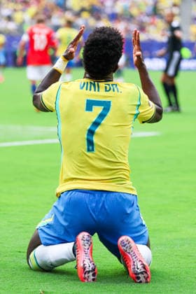 July 5, 2026, East Rutherford, Nj, United States: Vinicius Jr. player of Brazil during the Round of 16 match between Brazil and Norway at the FIFA World Cup, WM, Weltmeisterschaft, Fussball at New York New Jersey Stadium, in East Rutherford, United States, on Sunday, July 05, 2026. East Rutherford United States - ZUMAv122 20260705_aap_v122_131 Copyright: xWilliamxVolcovx